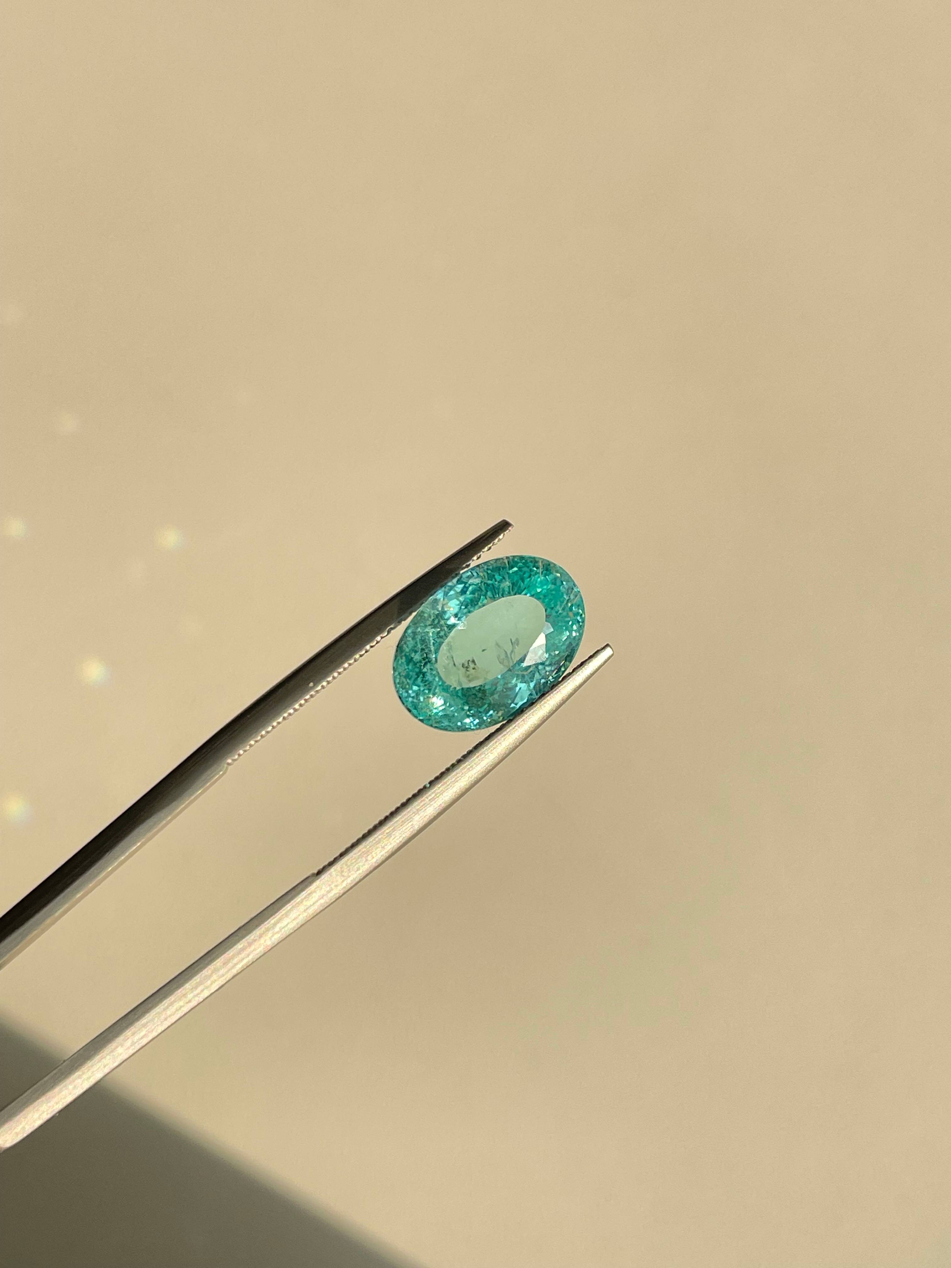Neon blue paraiba tourmaline, 4.65ct oval cut — view 5