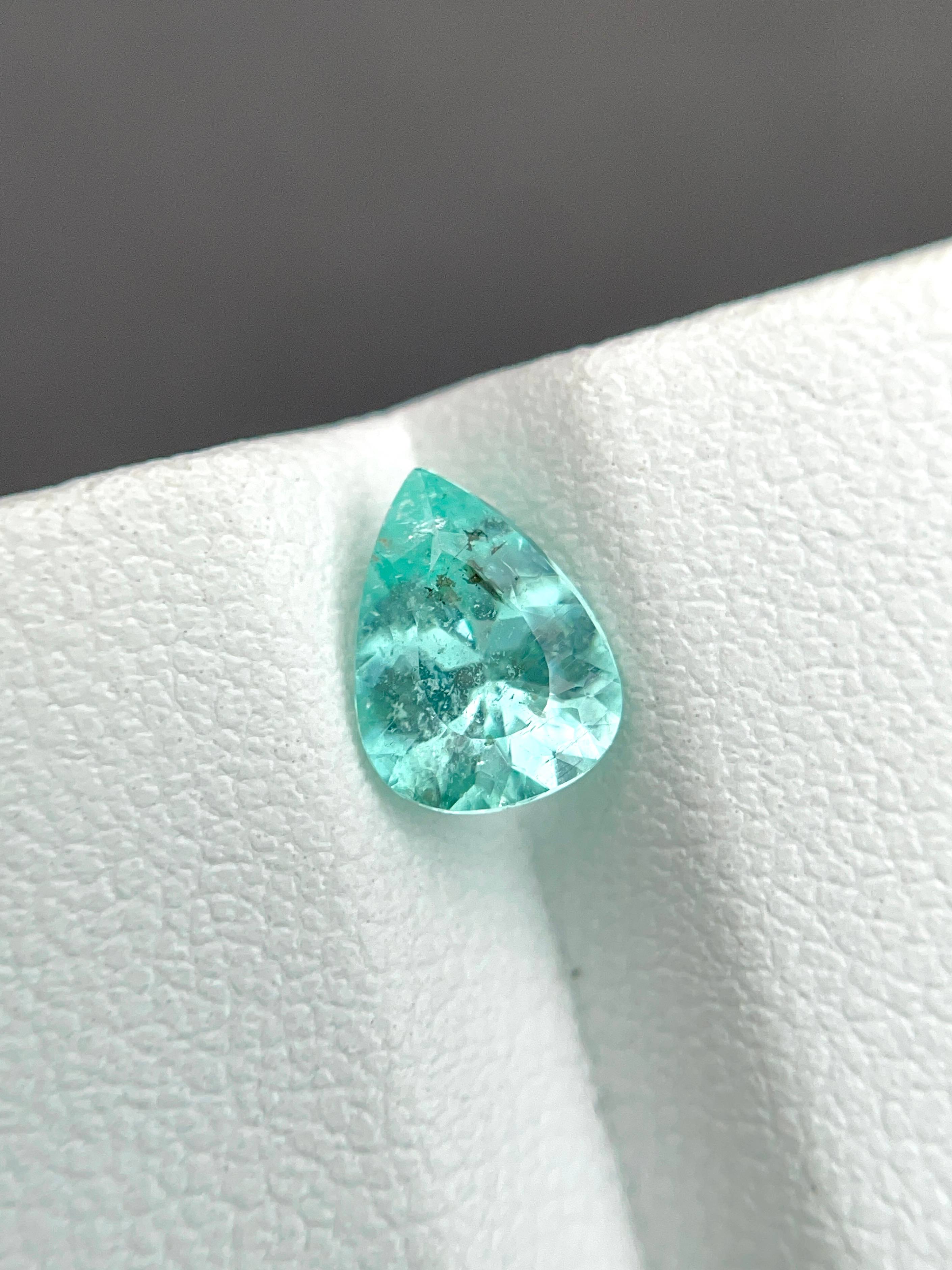 seafoam green paraiba tourmaline, 1.14ct pear cut — view 5