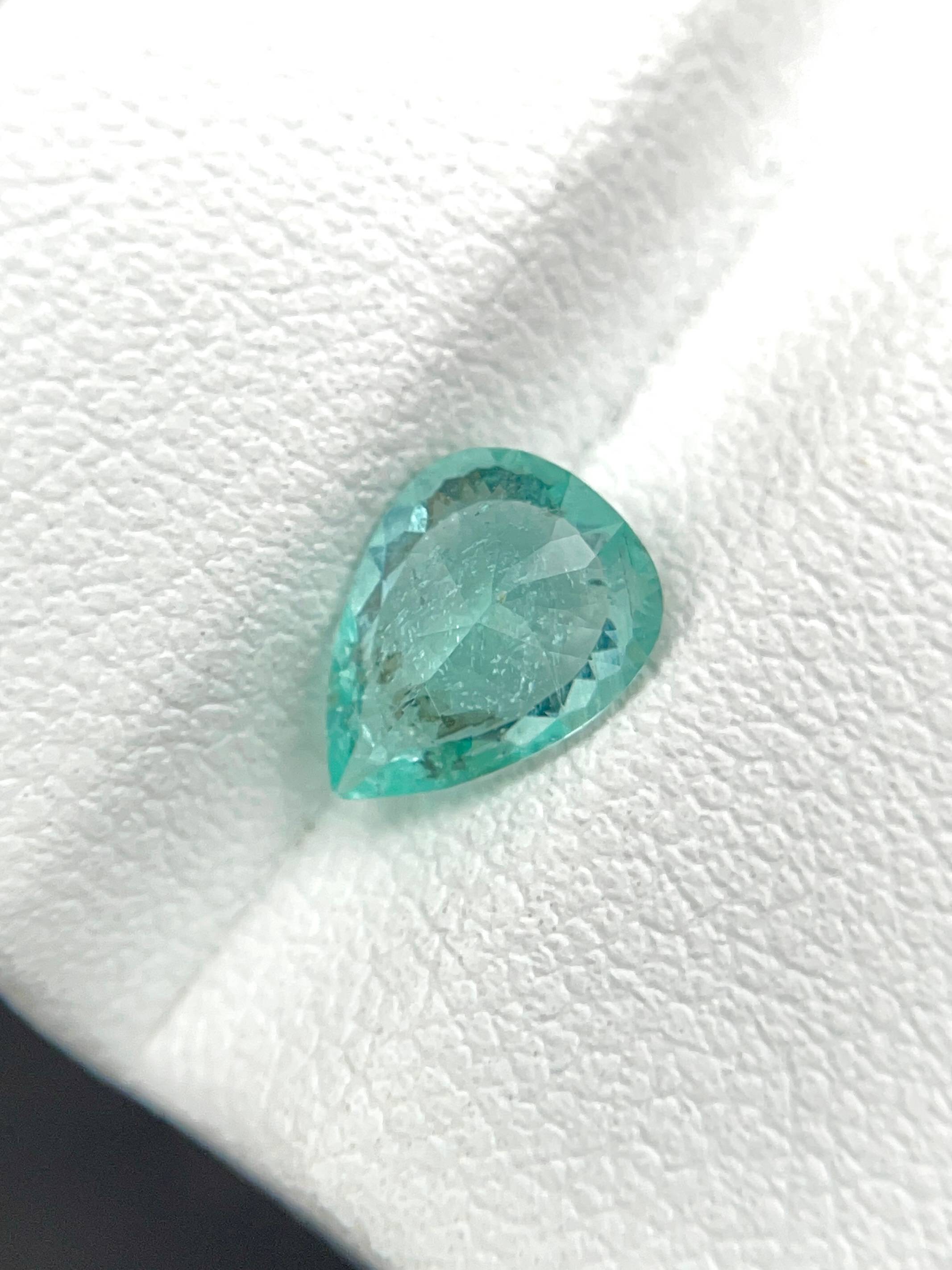seafoam green paraiba tourmaline, 1.14ct pear cut — view 6