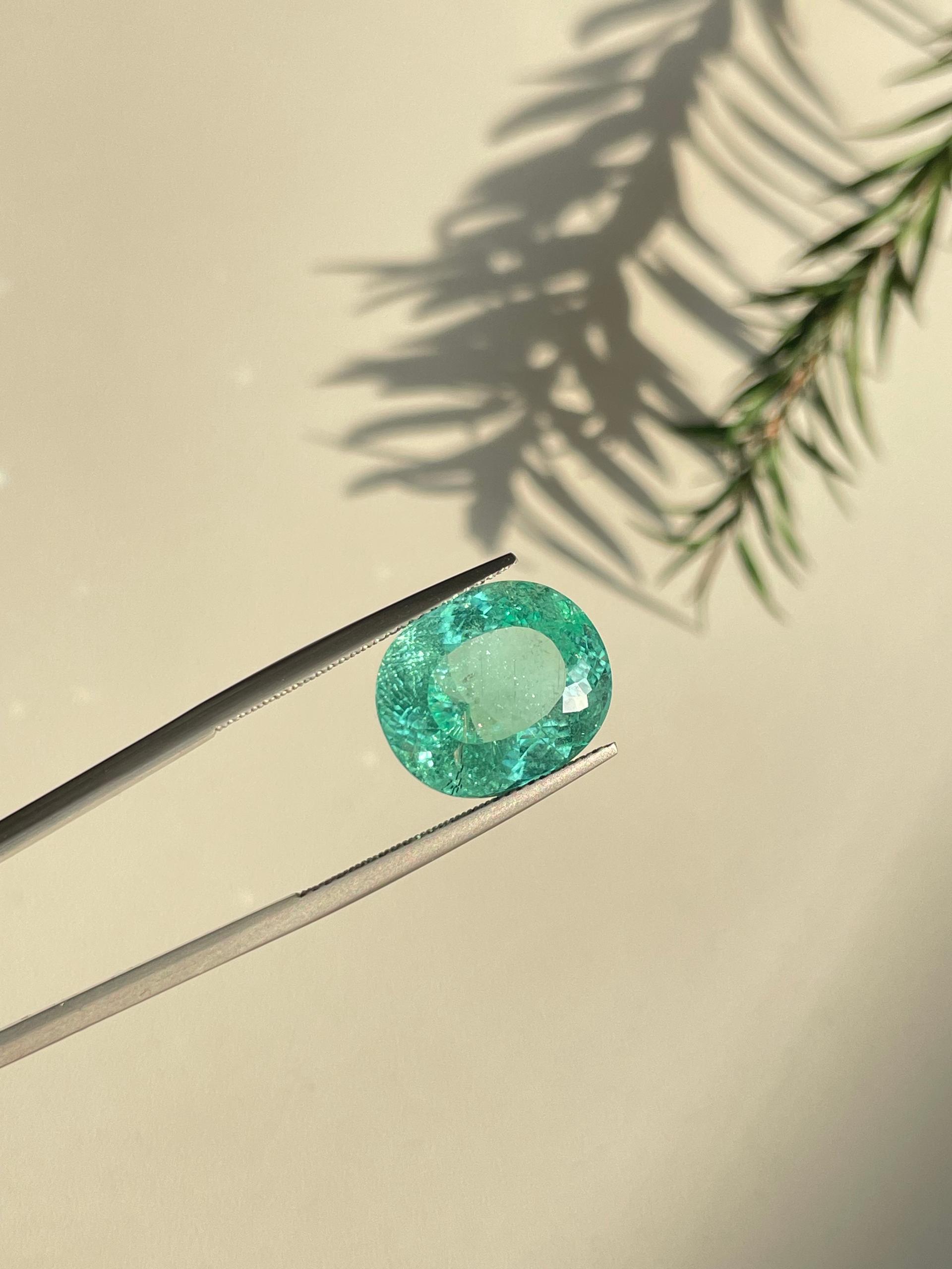 Neon green paraiba tourmaline, 10.46ct oval cut — view 5