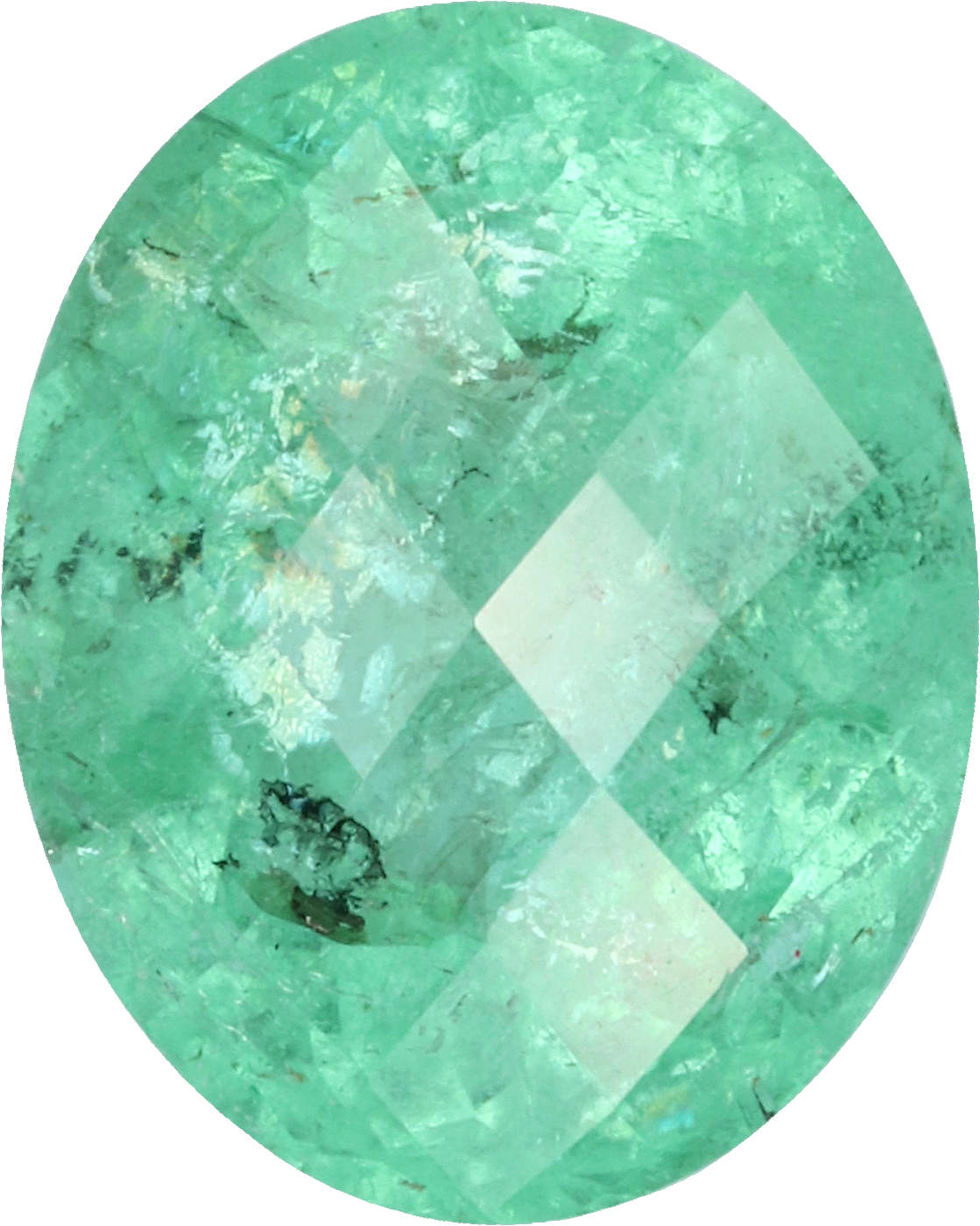 Oval cut paraiba tourmaline, 8.89 by 7.14 mm, shown at actual size