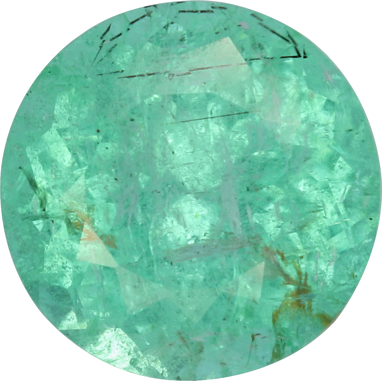 Round cut paraiba tourmaline, 8.1 by 8.04 mm, shown at actual size