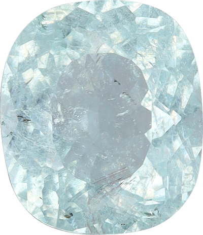 Cushion cut paraiba tourmaline, 7.66 by 6.62 mm, shown at actual size