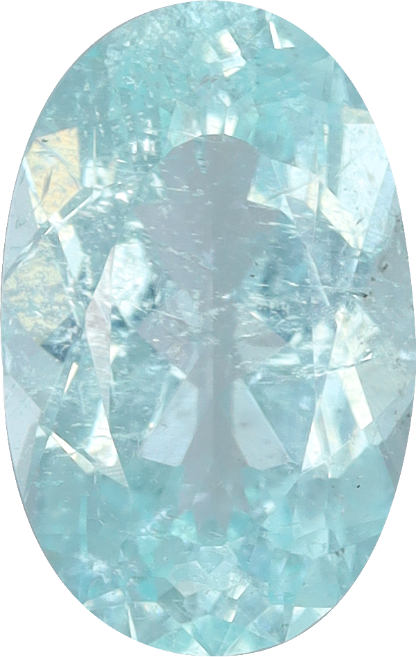 Oval cut paraiba tourmaline, 8.95 by 5.67 mm, shown at actual size