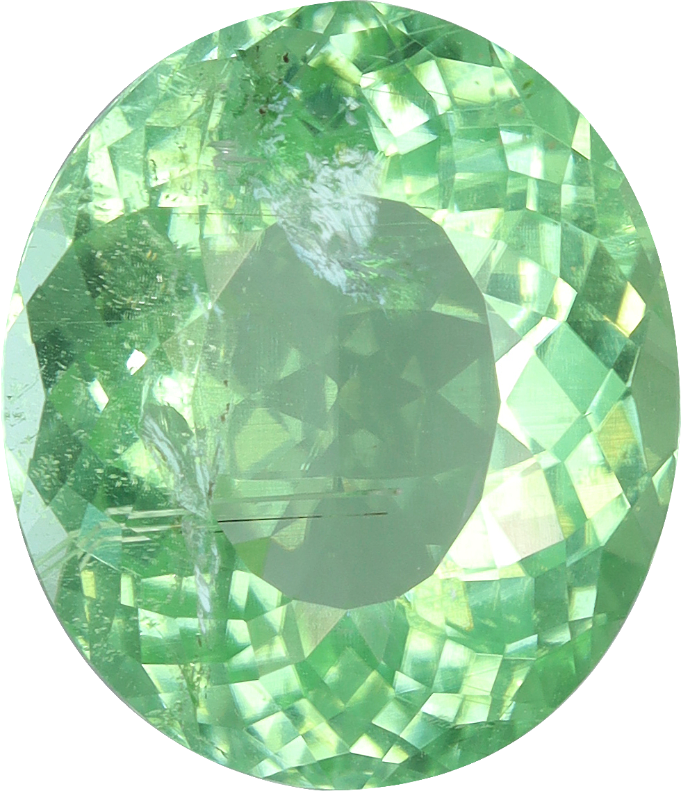 Oval cut paraiba tourmaline, 11.11 by 9.55 mm, shown at actual size