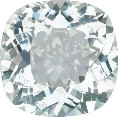 Cushion cut paraiba tourmaline, 8.51 by 8.42 mm, shown at actual size