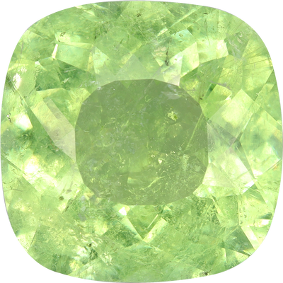 Cushion cut paraiba tourmaline, 15.15 by 15.08 mm, shown at actual size
