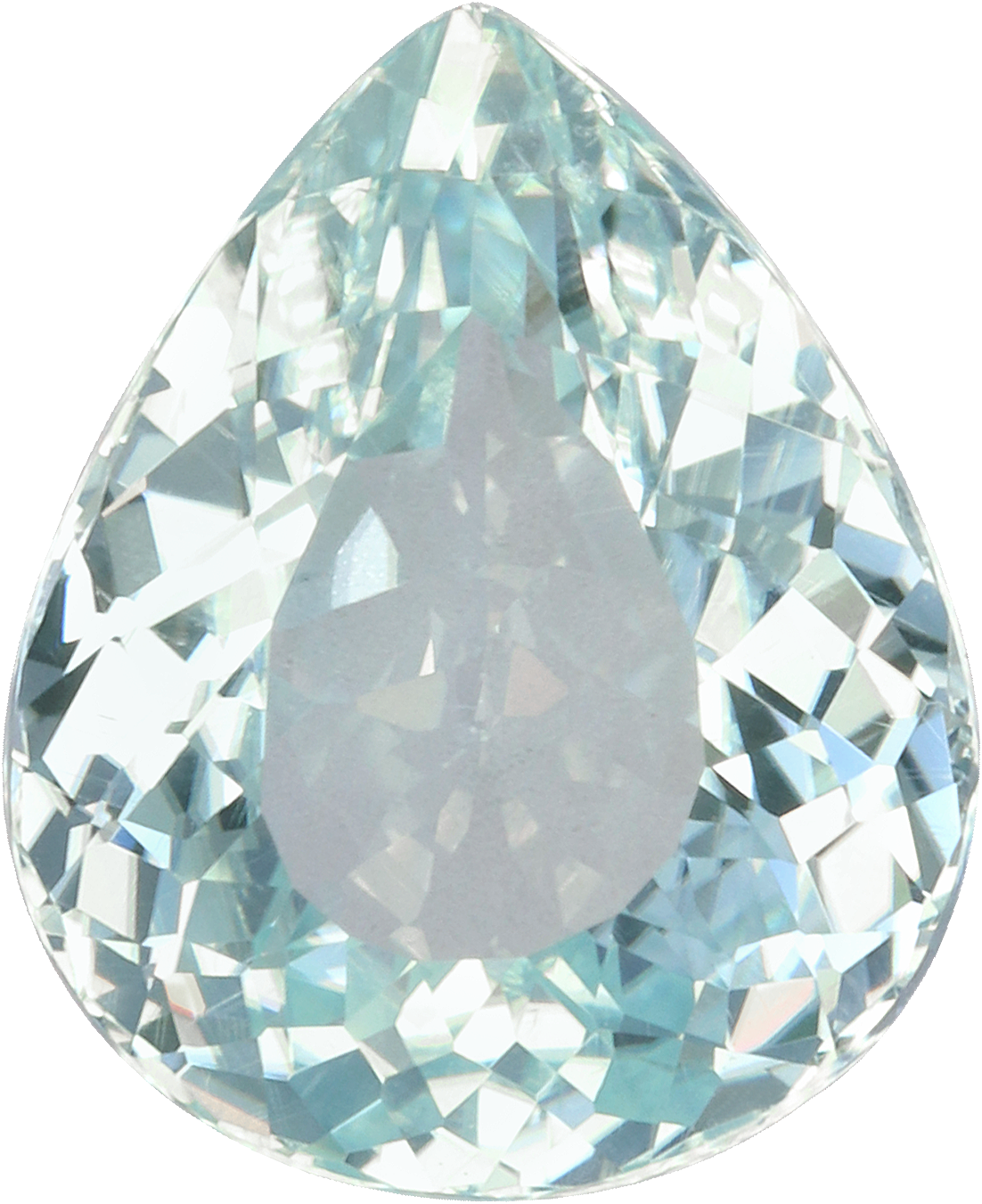 Pear cut paraiba tourmaline, 11.01 by 8.95 mm, shown at actual size