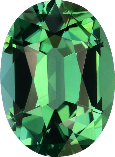 Oval cut paraiba tourmaline, 10.7 by 7.85 mm, shown at actual size