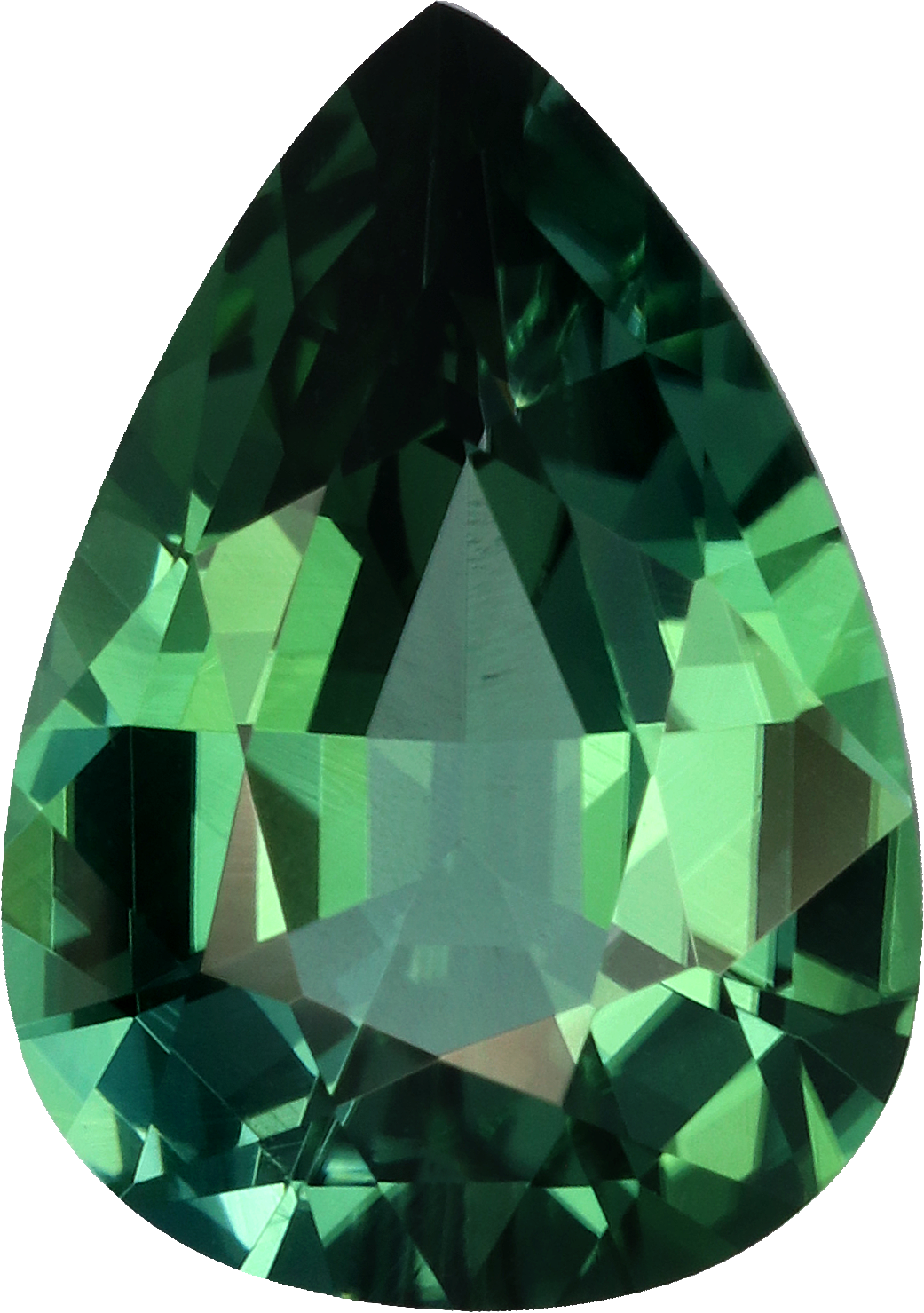 Pear cut paraiba tourmaline, 9.69 by 6.91 mm, shown at actual size