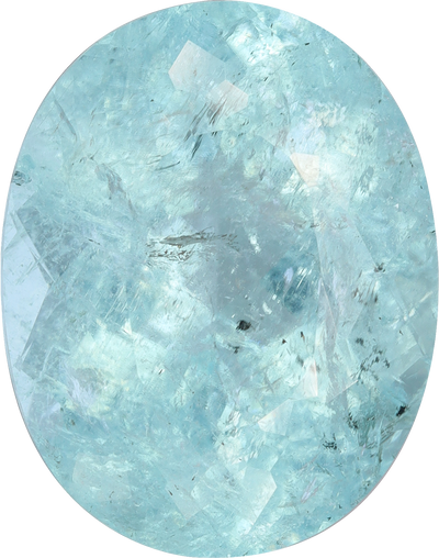 Oval cut paraiba tourmaline, 15.06 by 11.84 mm, shown at actual size