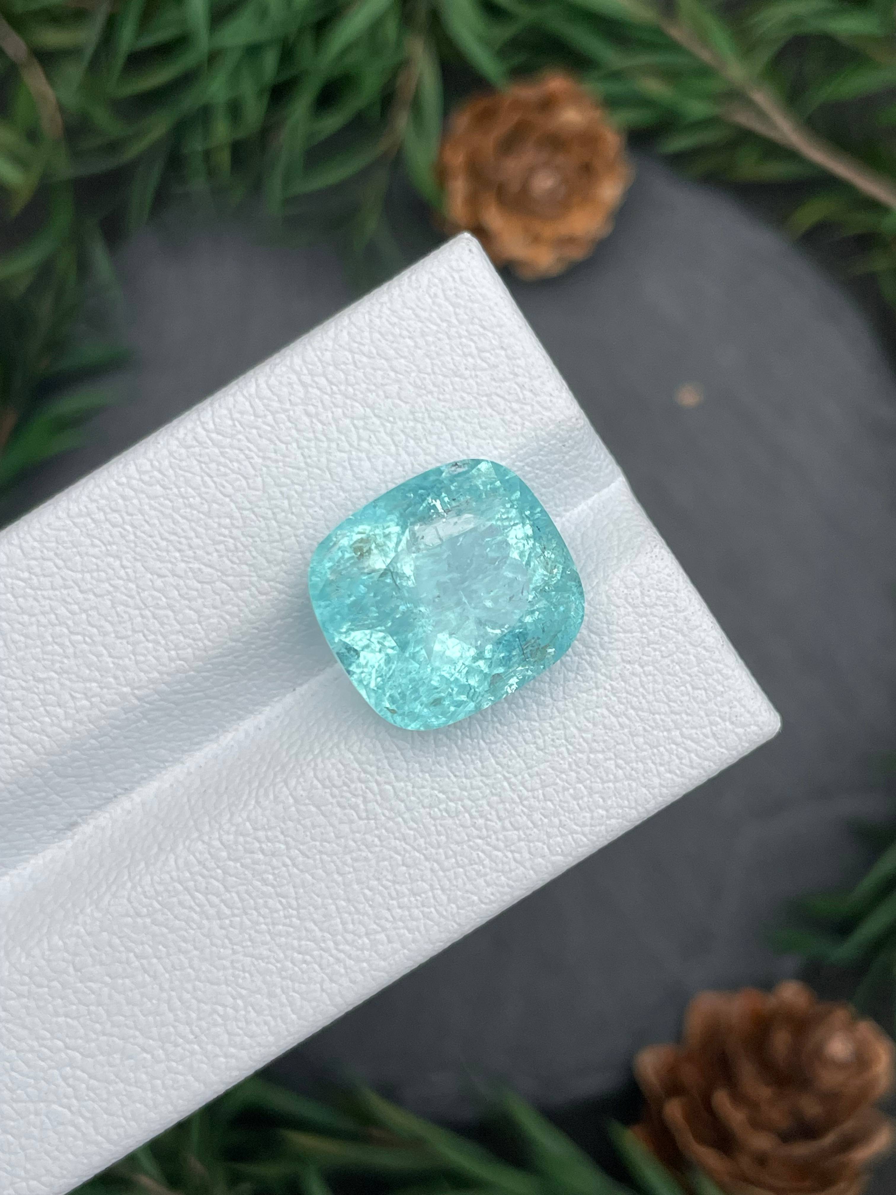 teal blue paraiba tourmaline, 10.32ct cushion cut — view 5