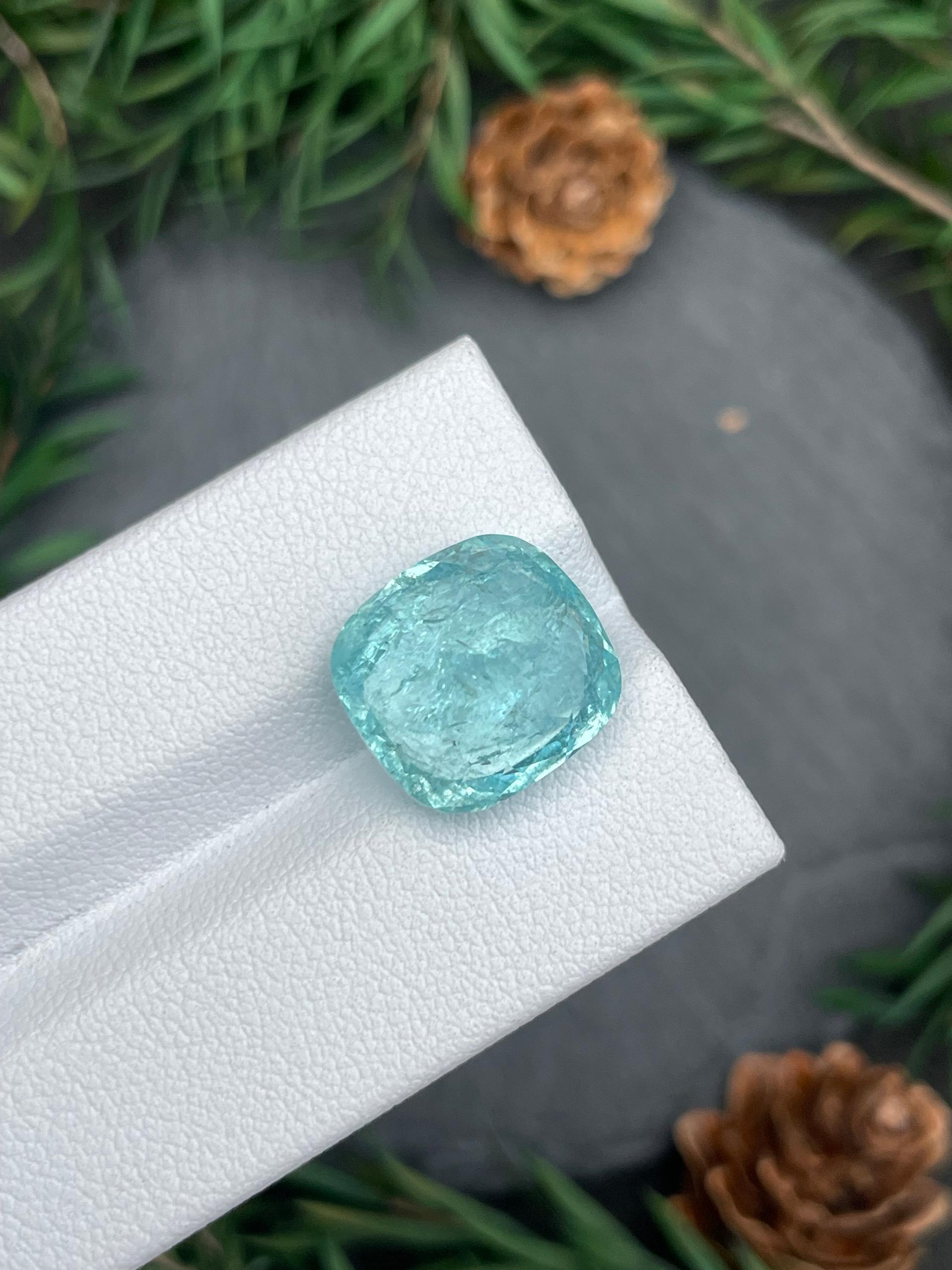 teal blue paraiba tourmaline, 10.32ct cushion cut — view 7
