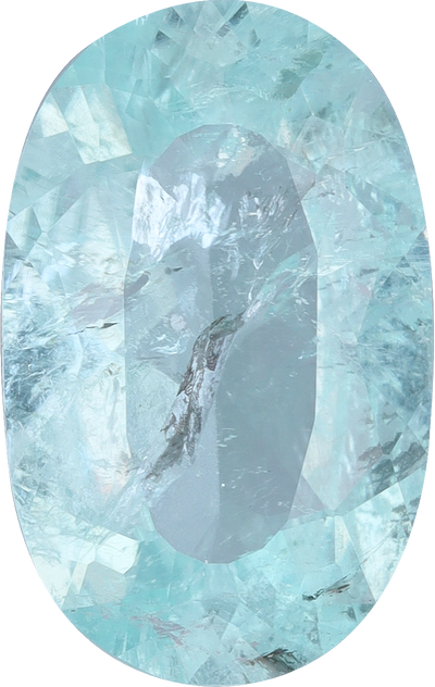 Oval cut paraiba tourmaline, 12.02 by 7.54 mm, shown at actual size