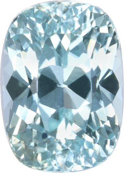 Cushion cut paraiba tourmaline, 10.16 by 7.31 mm, shown at actual size