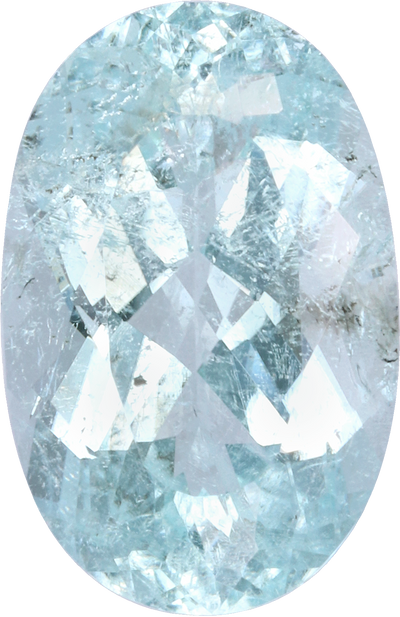 Oval cut paraiba tourmaline, 10.48 by 6.83 mm, shown at actual size