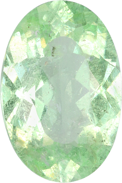 Oval cut paraiba tourmaline, 12.17 by 8.09 mm, shown at actual size
