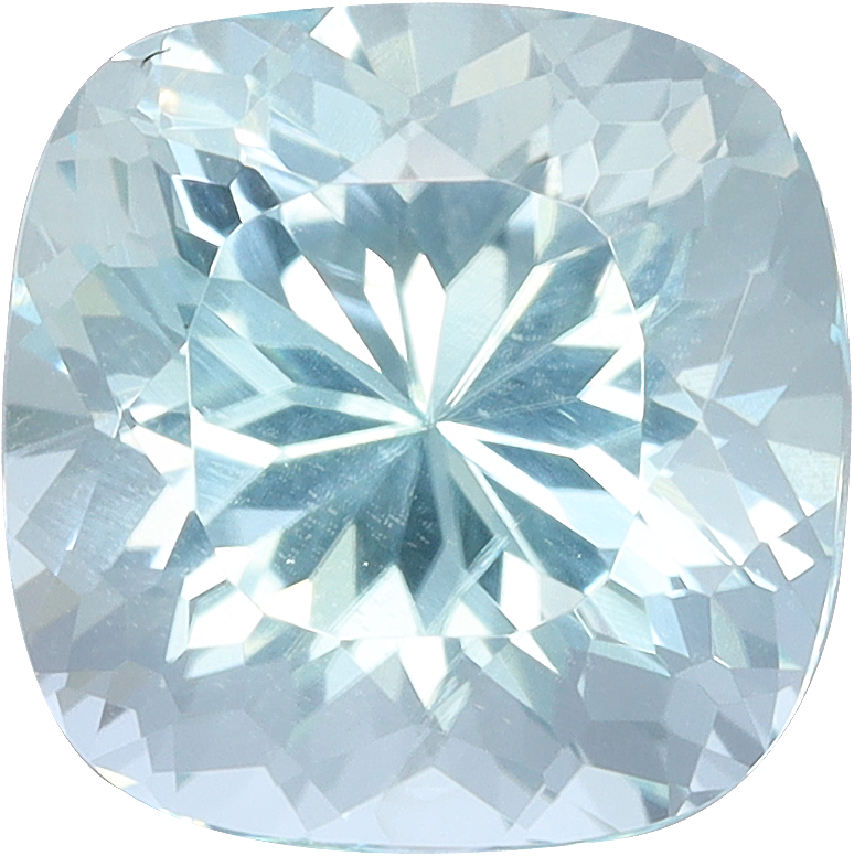Cushion cut paraiba tourmaline, 7.13 by 7.12 mm, shown at actual size