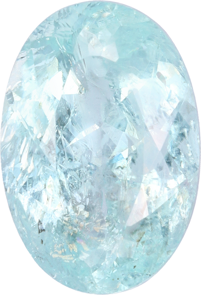 Oval cut paraiba tourmaline, 10.78 by 7.43 mm, shown at actual size
