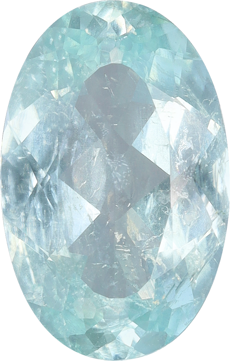 Oval cut paraiba tourmaline, 10.79 by 6.94 mm, shown at actual size