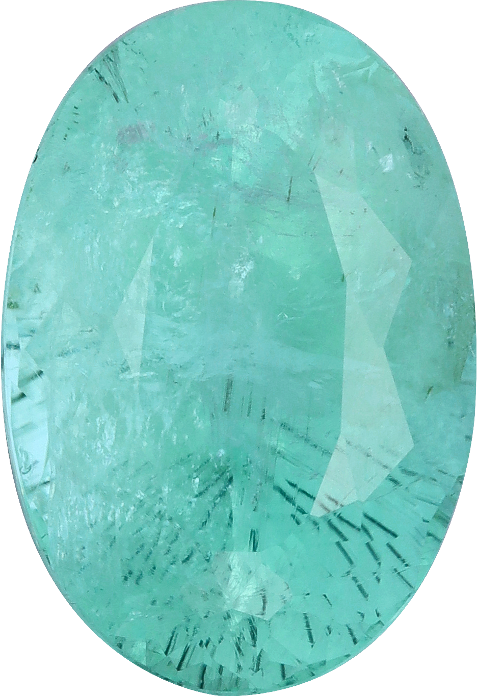 Oval cut paraiba tourmaline, 12.96 by 8.87 mm, shown at actual size