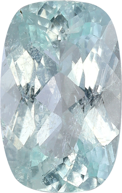Cushion cut paraiba tourmaline, 8.87 by 5.65 mm, shown at actual size