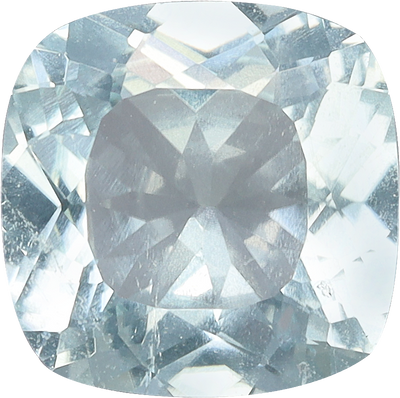 Cushion cut paraiba tourmaline, 6.91 by 6.83 mm, shown at actual size