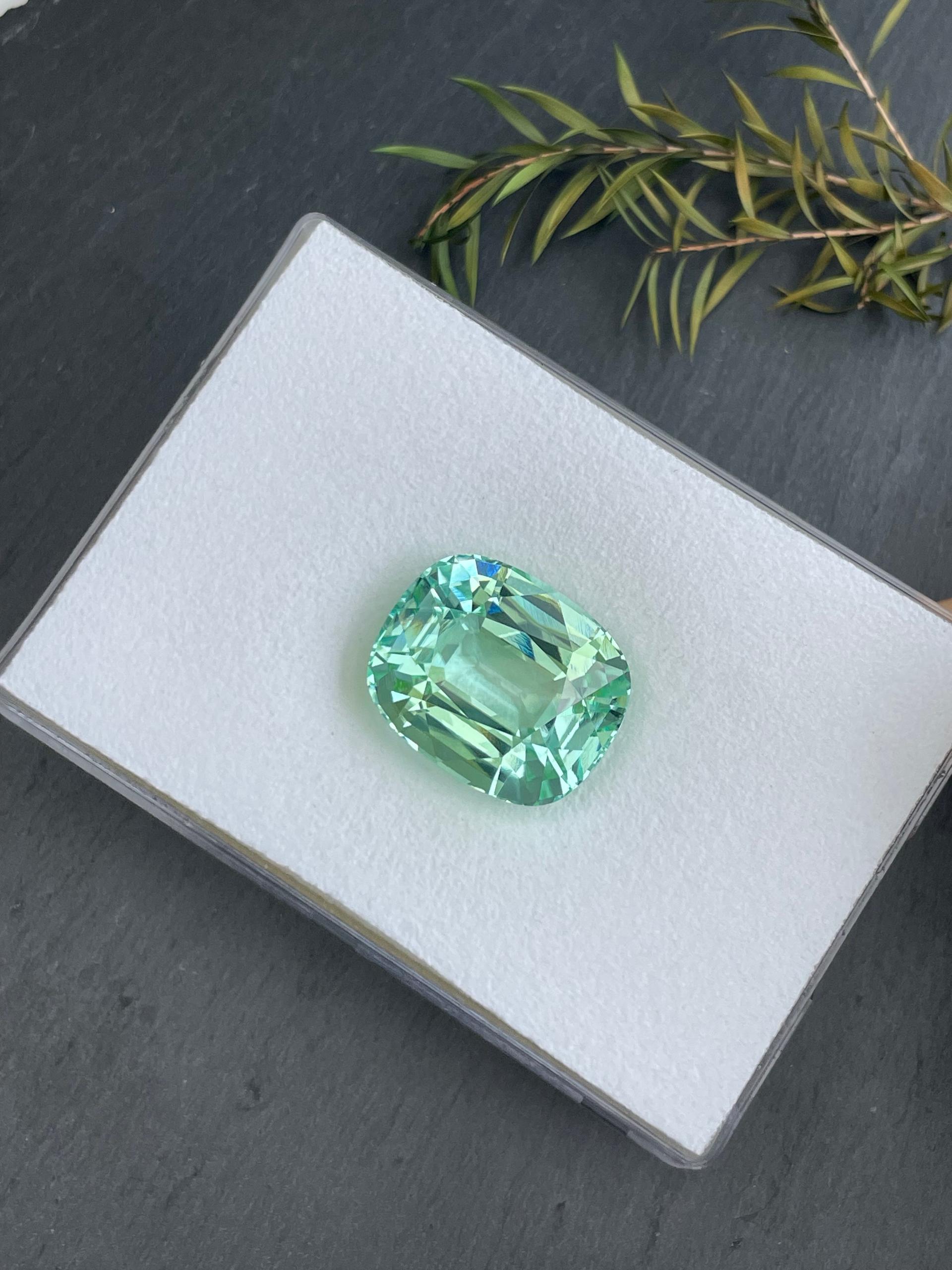 Neon green paraiba tourmaline, 59.92ct cushion cut — view 5