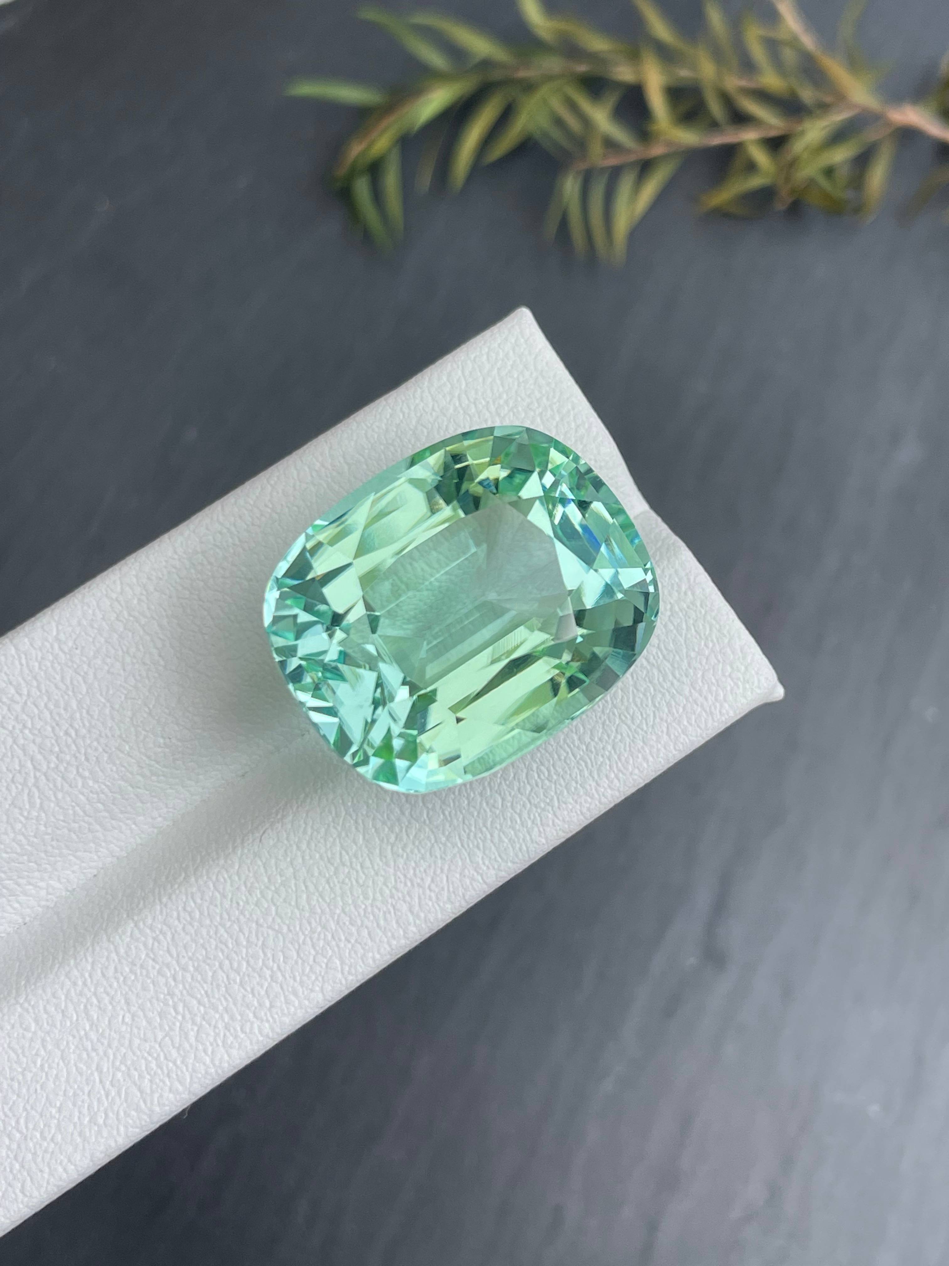 Neon green paraiba tourmaline, 59.92ct cushion cut — view 6
