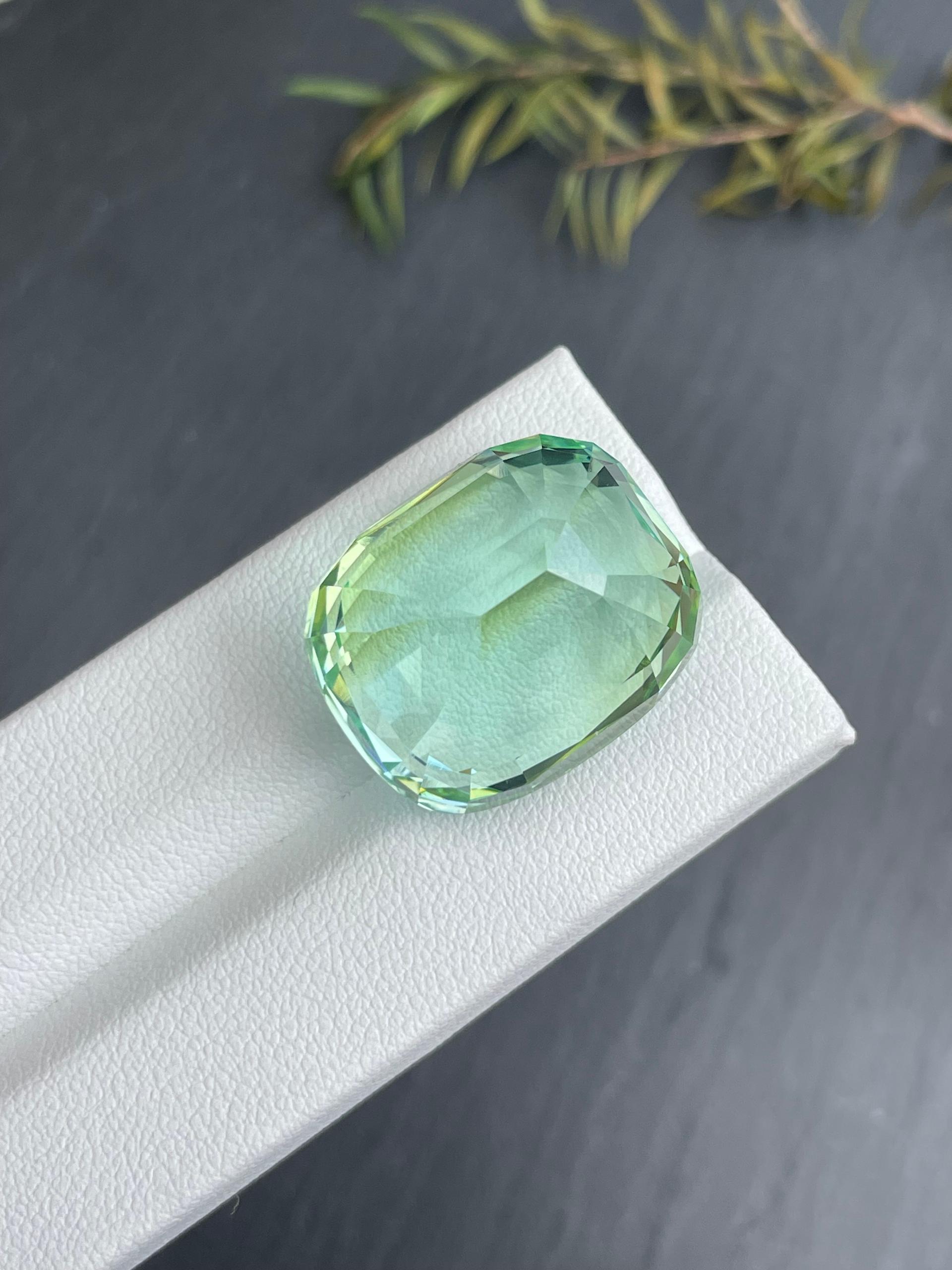 Neon green paraiba tourmaline, 59.92ct cushion cut — view 7