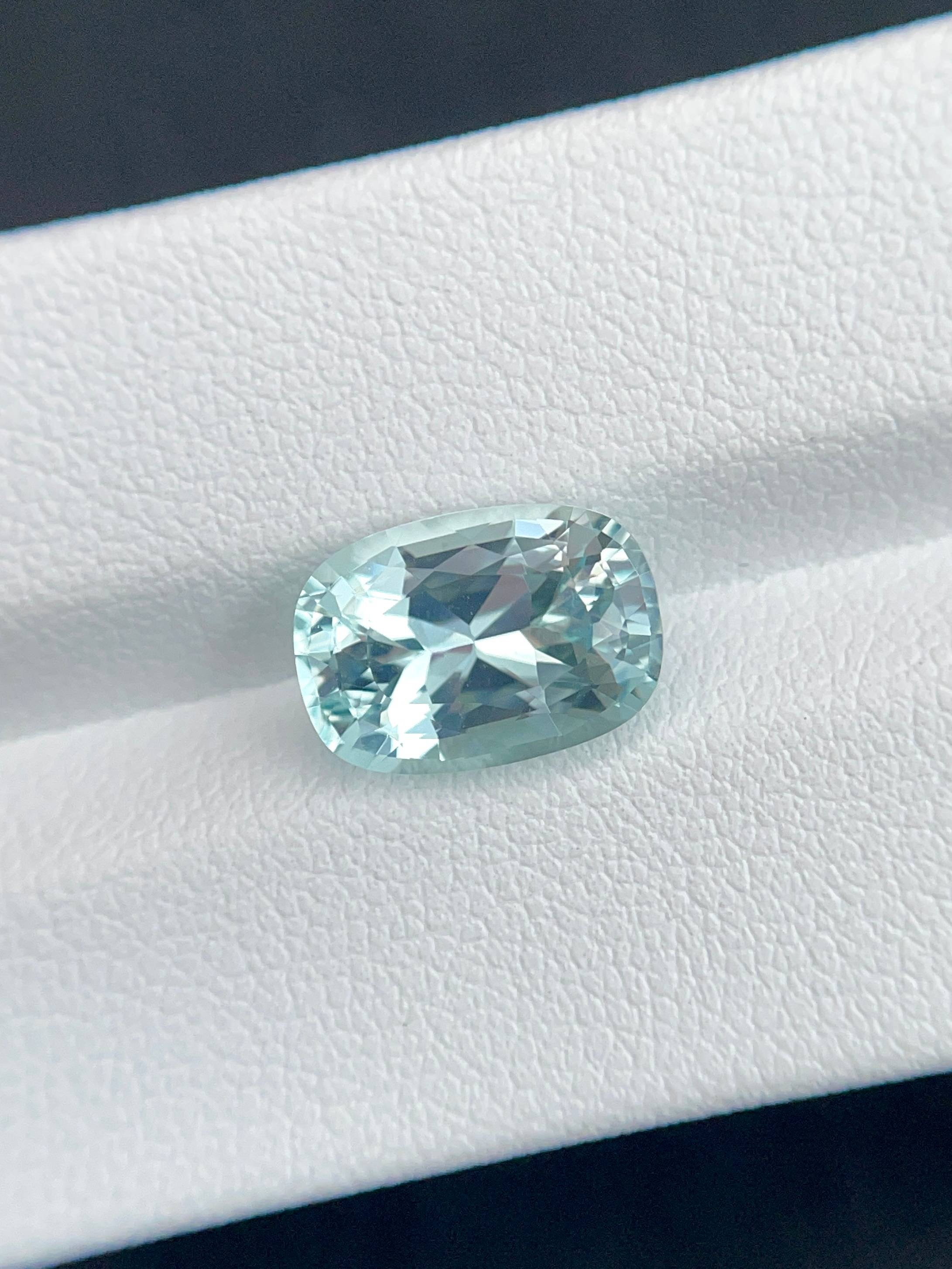 sky blue paraiba tourmaline, 3.64ct cushion cut — view 5