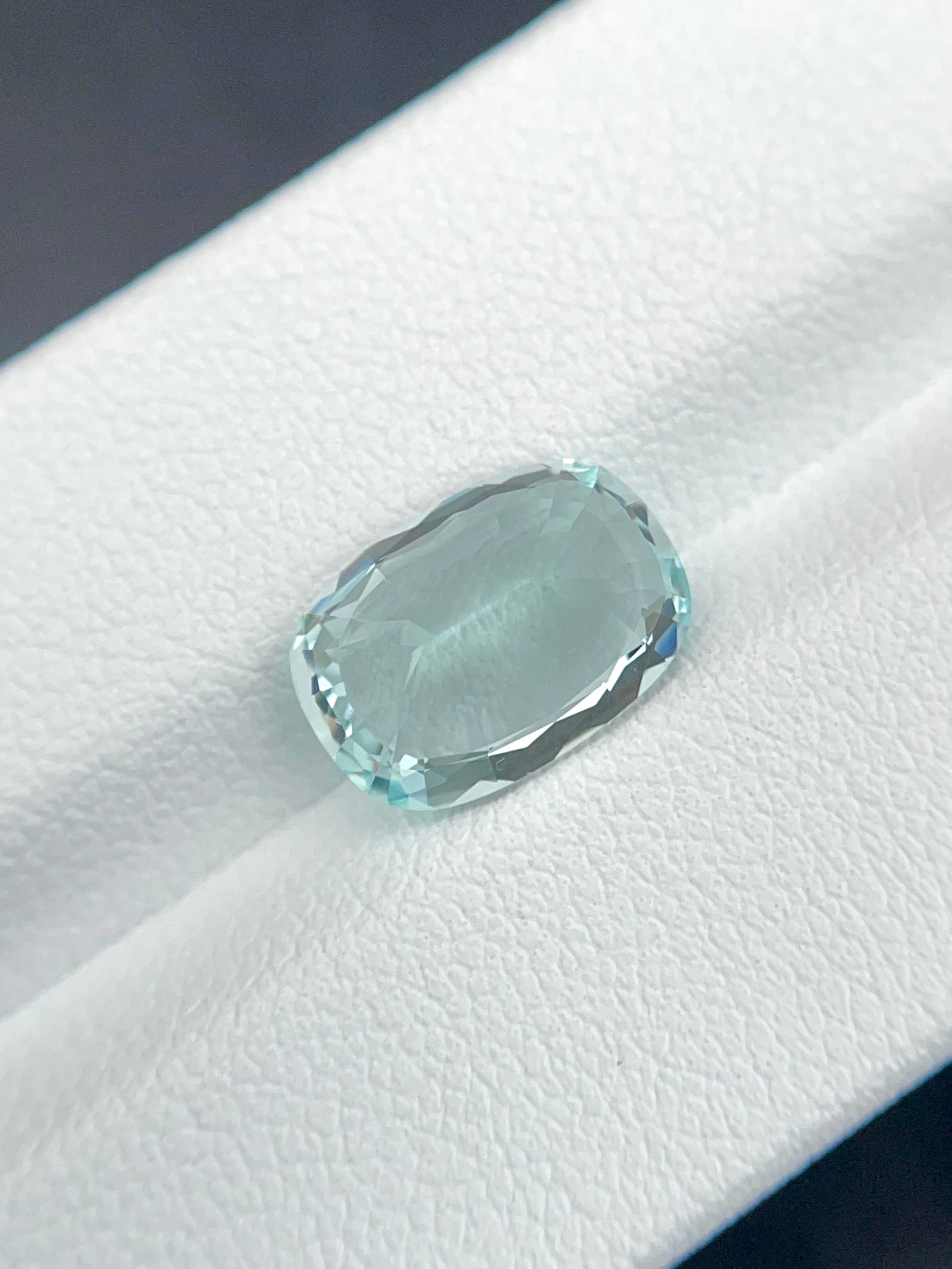 sky blue paraiba tourmaline, 3.64ct cushion cut — view 6