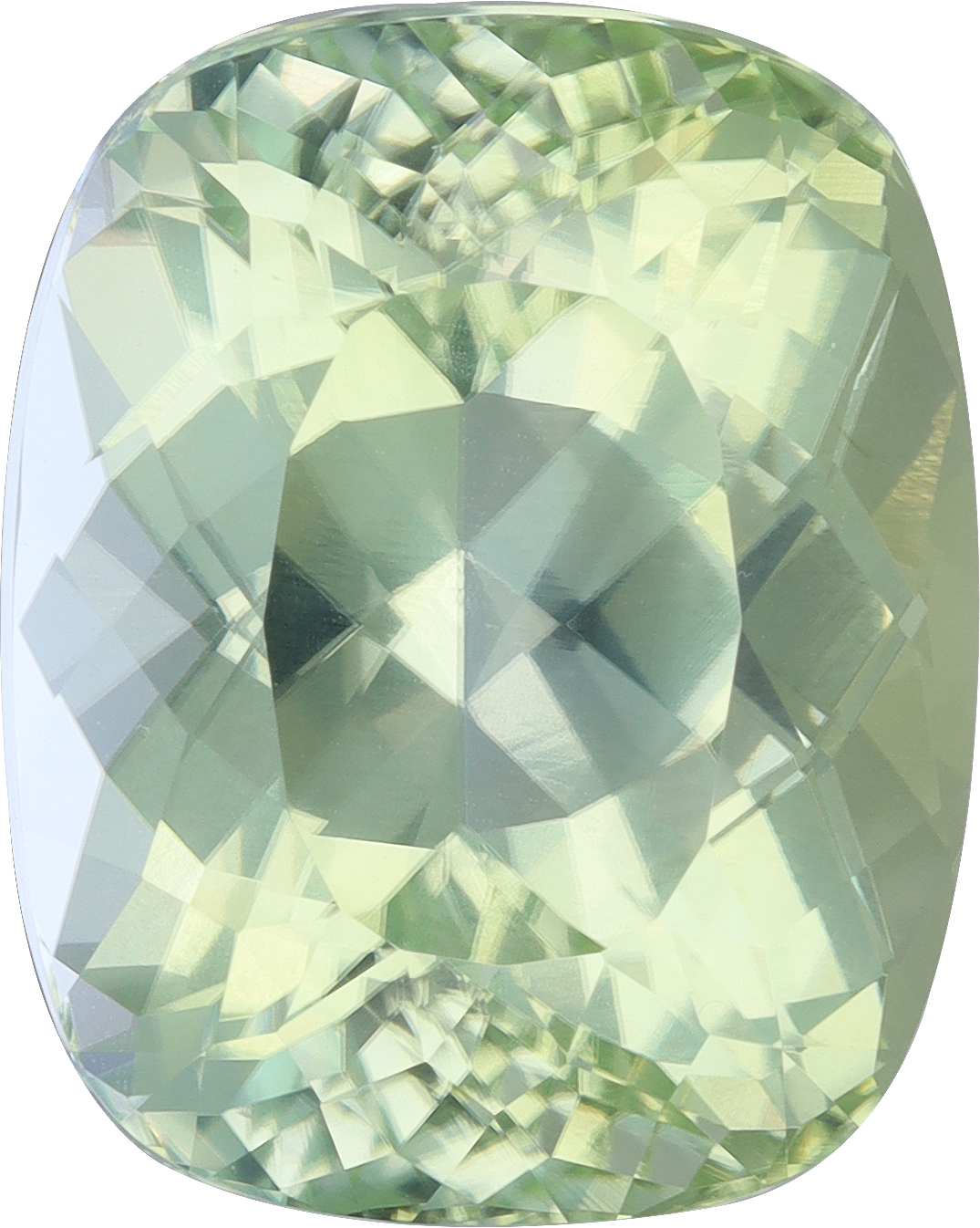 Cushion cut paraiba tourmaline, 18.37 by 14.71 mm, shown at actual size