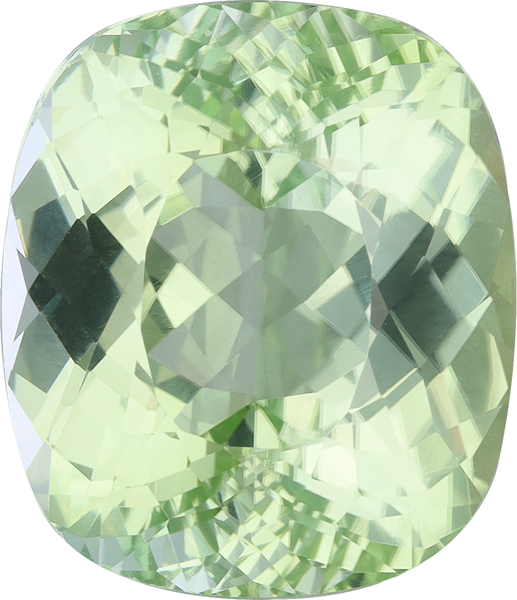 Cushion cut paraiba tourmaline, 16.4 by 14.12 mm, shown at actual size