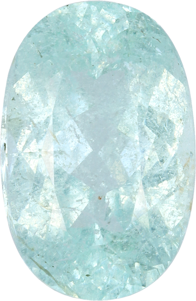 Oval cut paraiba tourmaline, 13.49 by 8.73 mm, shown at actual size