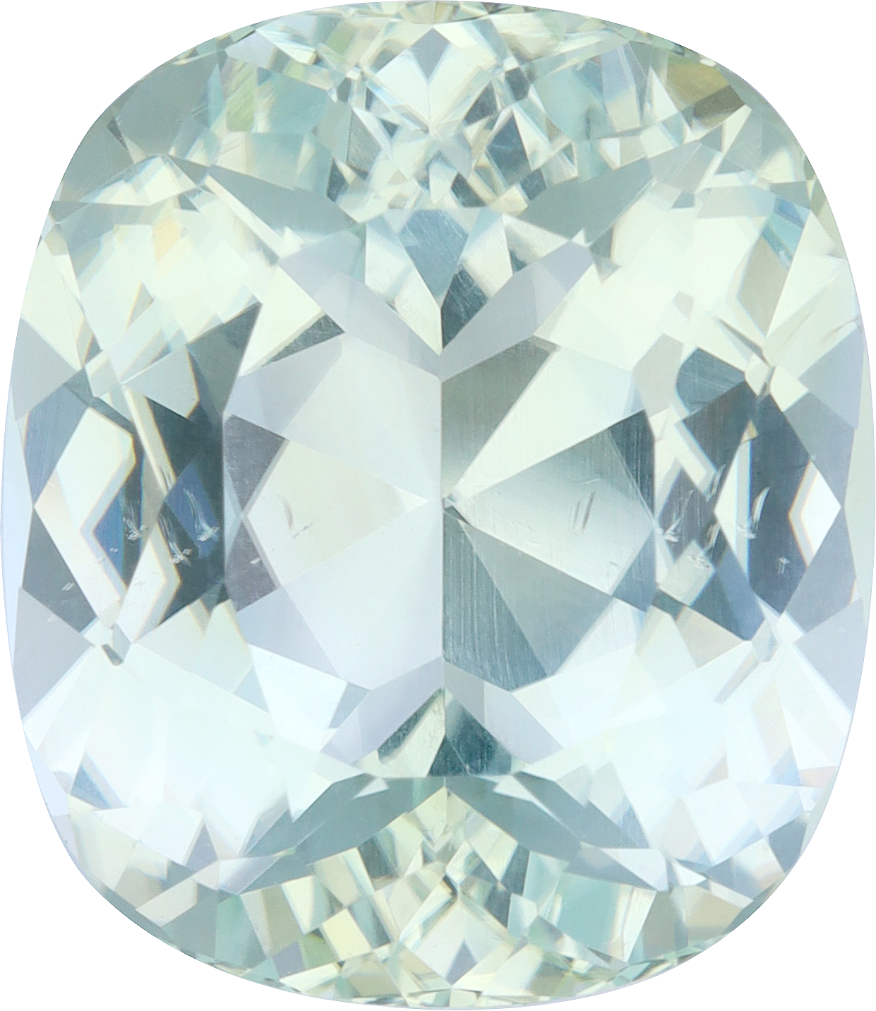 Cushion cut paraiba tourmaline, 13.98 by 12.18 mm, shown at actual size