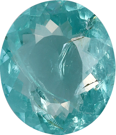 Cushion cut paraiba tourmaline, 8.71 by 7.44 mm, shown at actual size