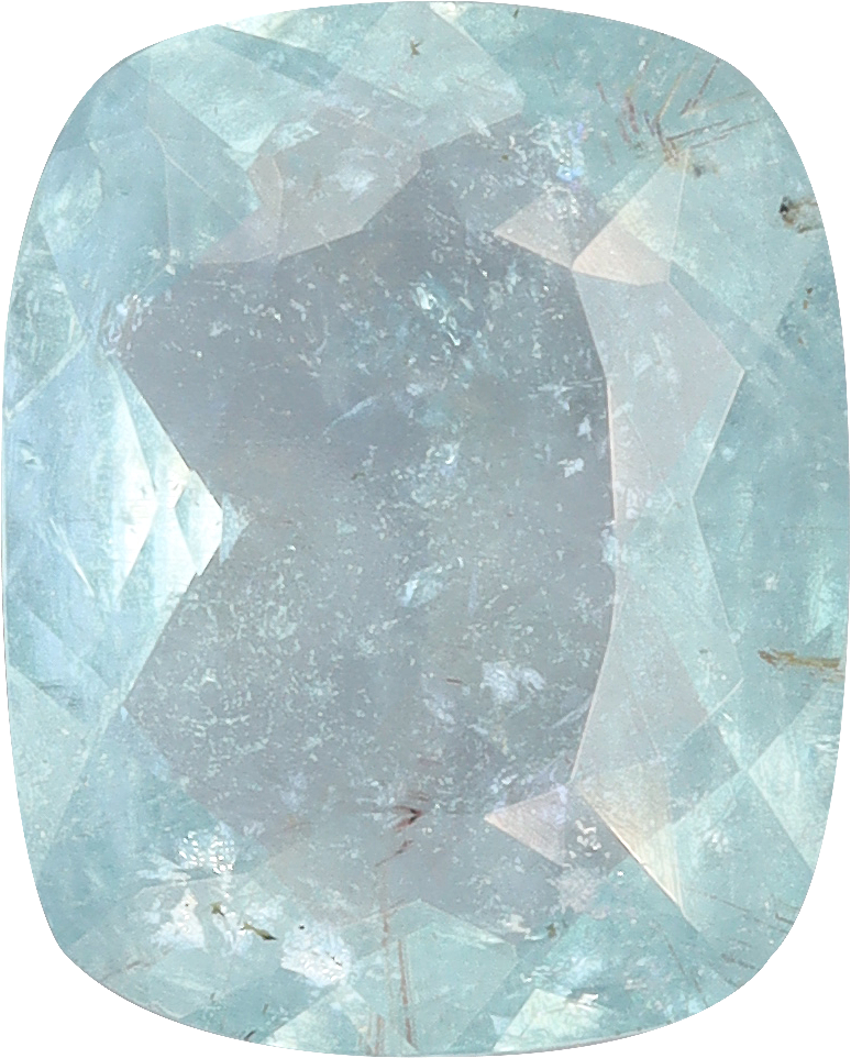 Cushion cut paraiba tourmaline, 11 by 8.8 mm, shown at actual size