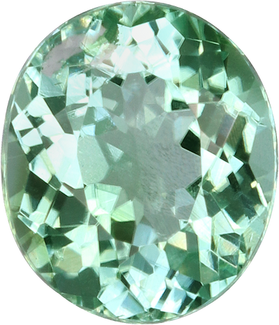 Oval cut paraiba tourmaline, 5.8 by 4.99 mm, shown at actual size