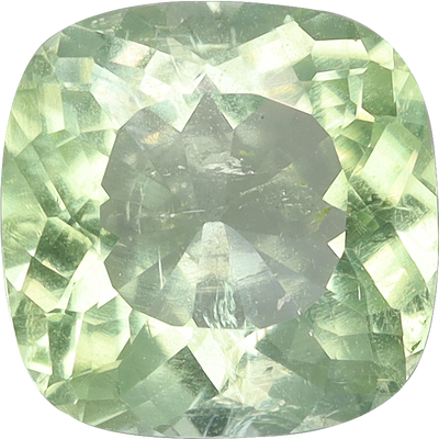 Cushion cut paraiba tourmaline, 8.09 by 8.05 mm, shown at actual size
