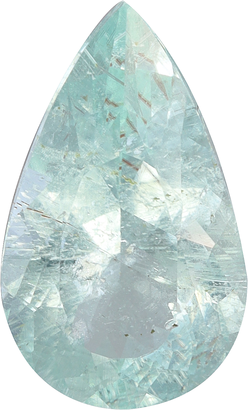 Pear cut paraiba tourmaline, 13.12 by 7.79 mm, shown at actual size