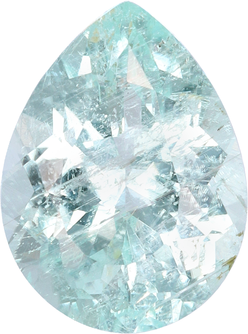 Pear cut paraiba tourmaline, 11.42 by 8.5 mm, shown at actual size