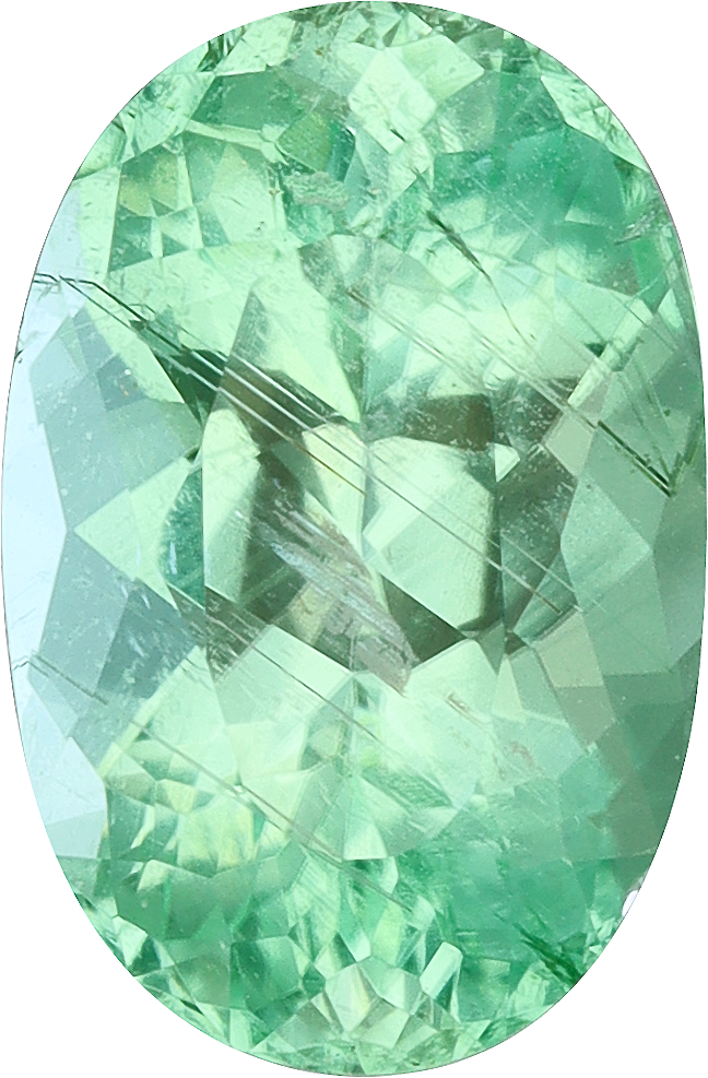 Oval cut paraiba tourmaline, 9.29 by 6.14 mm, shown at actual size