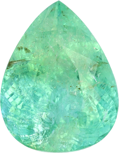 Pear cut paraiba tourmaline, 8.23 by 6.39 mm, shown at actual size