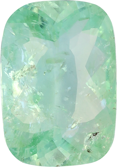 Cushion cut paraiba tourmaline, 8.97 by 6.27 mm, shown at actual size