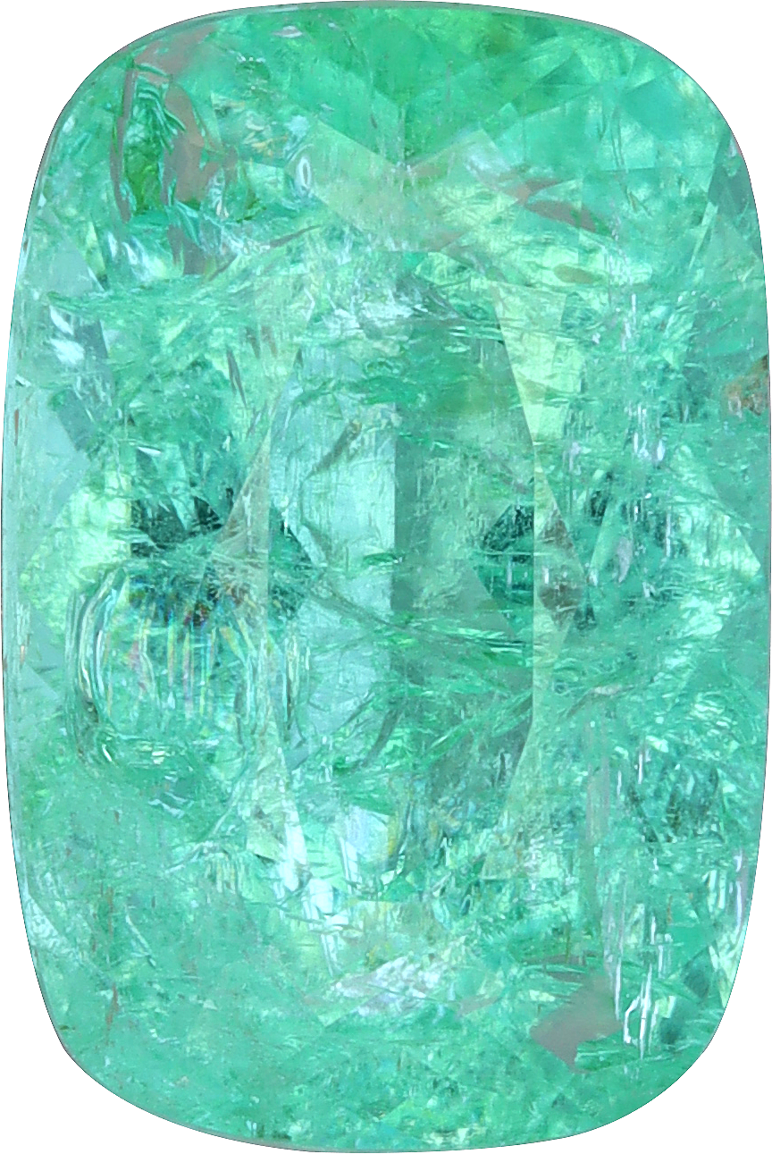 Cushion cut paraiba tourmaline, 12.37 by 8.25 mm, shown at actual size