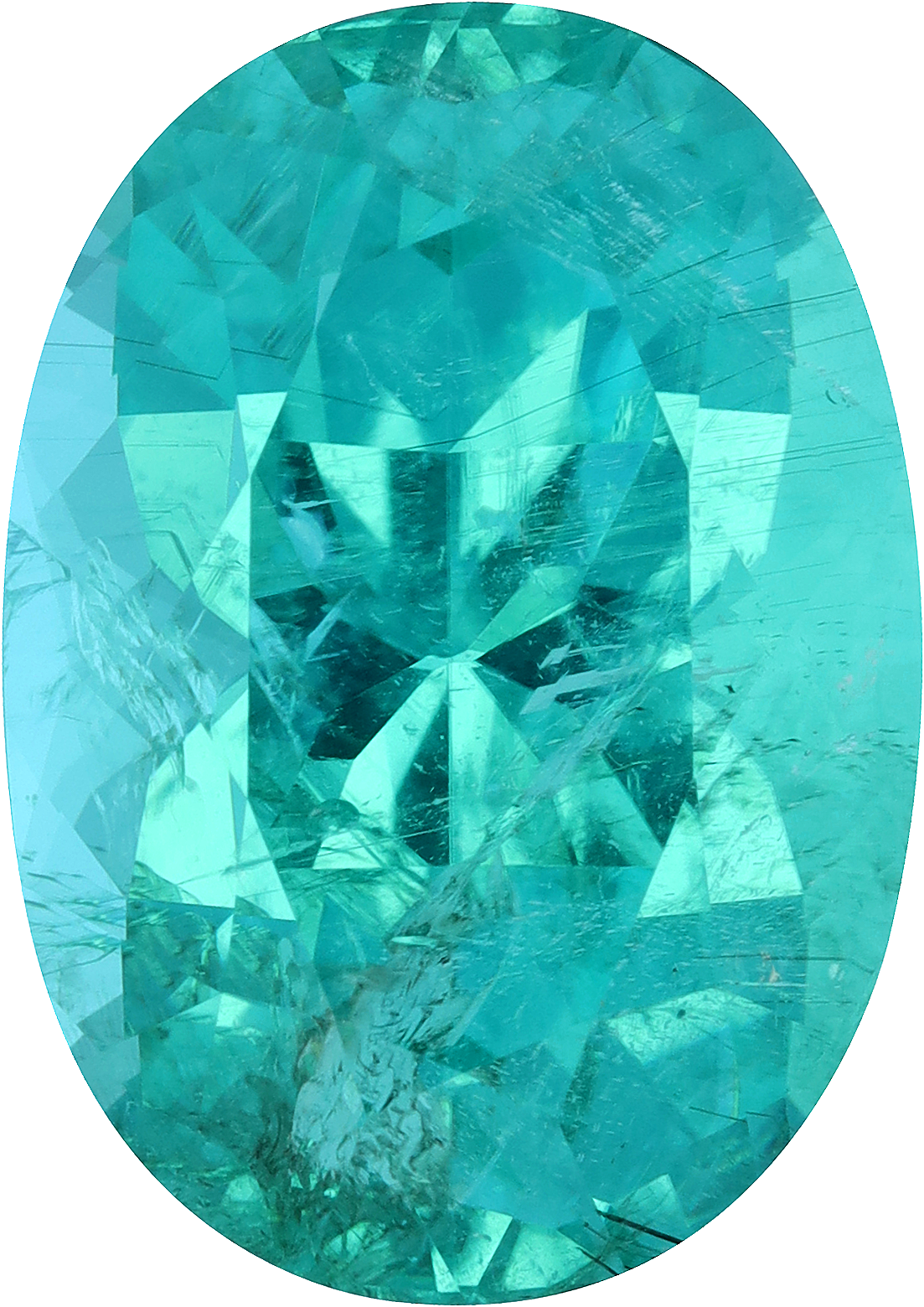 Cushion cut paraiba tourmaline, 22.3 by 15.73 mm, shown at actual size