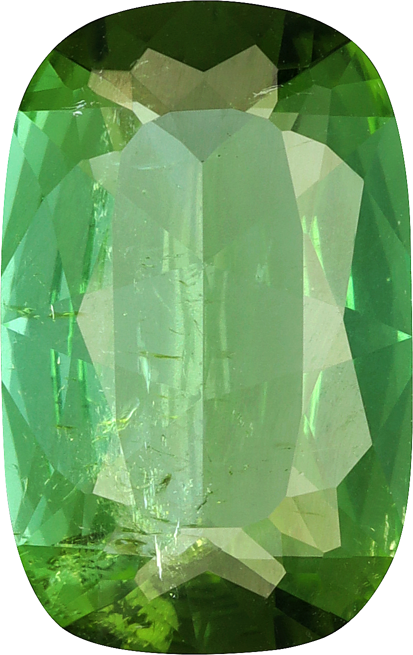 Cushion cut paraiba tourmaline, 12.8 by 8.1 mm, shown at actual size