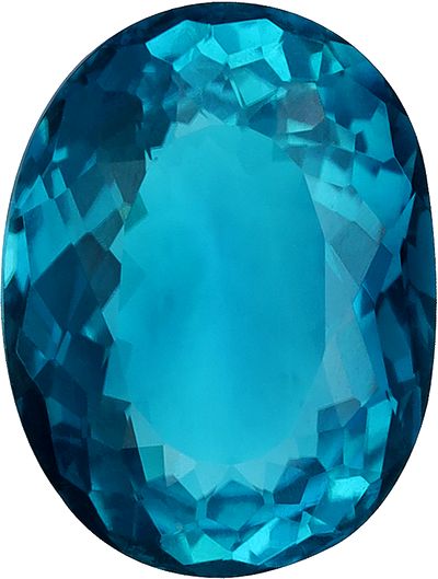 Oval cut paraiba tourmaline, 8.97 by 6.79 mm, shown at actual size