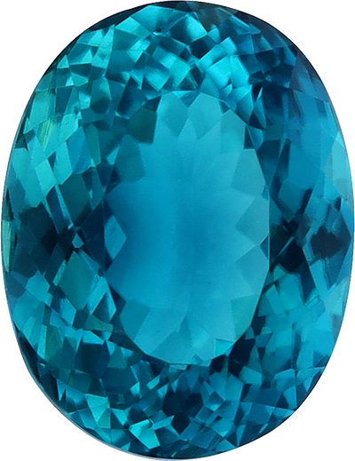 Oval cut paraiba tourmaline, 8.09 by 6.25 mm, shown at actual size